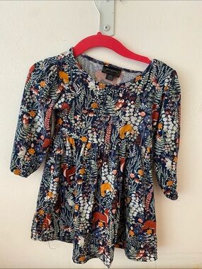 Picapino Girls' Navy Floral Woodland Long-Sleeve Dress